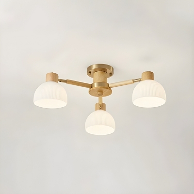 Modern Wood Chandelier with White Glass Shade for Residential Use