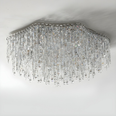 Silver Geometric Flush Mount Ceiling Light with Crystal for Modern Stylish Home Decor