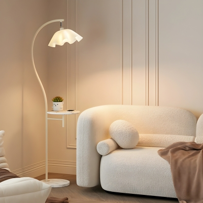 White Modern Cable-Powered Floor Lamp - Cosy and Resident Worthy Funny Shade Design