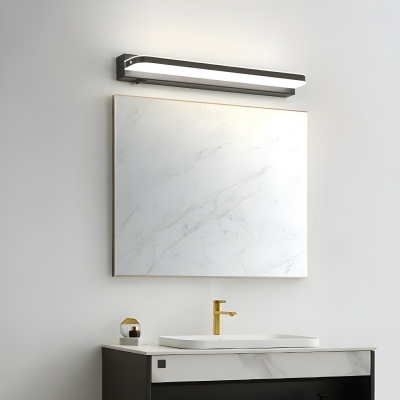 1-Light Linear Metal Vanity Light with USB and White Shade for Dining Room, Living Room, Bathroom