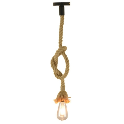 Industrial Black Pendant Light with Adjustable Hanging Length and Hemp Rope Mounting