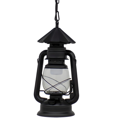 Industrial Metal Pendant Light with Clear Glass Shade and Chain Mounting