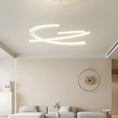 Modern LED Chandelier with Ambient Acrylic Shade - Adjustable Hanging Length - Sleek Metal Design