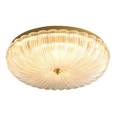Modern Single Light Flush Mount Ceiling Piece with Ambient Glass Shade and LED Lighting