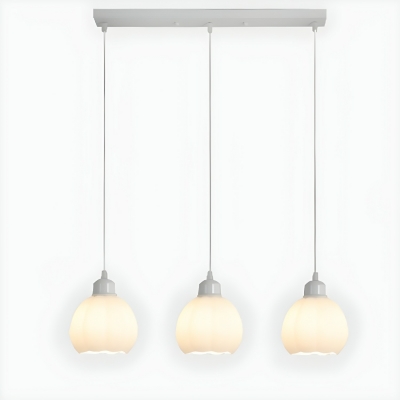 Modern Triple-LED White Glass Shade Pendant with Cord Mounting and Adjustable Length
