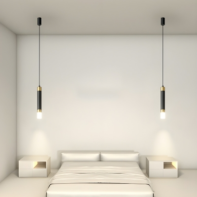Sleek Black Metal Cylinder Pendant Light - Modern LED Hanging Fixture with Adjustable Length