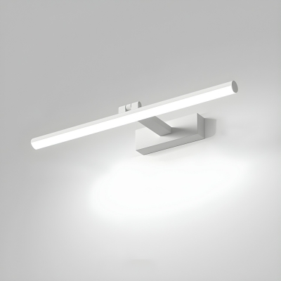Sleek Straight Metal Vanity Light with Integrated LED and Ambient White Aluminum Shade