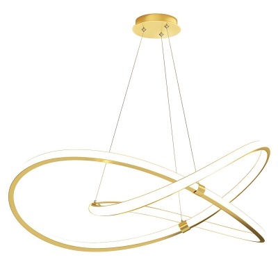 Stylish Contemporary Chandelier with Metal Frame and LED Bulbs in Gold