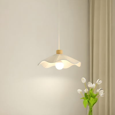 Contemporary White LED-Compatible Wood Pendant with Adjustable Cord-Mounting for Residential Use