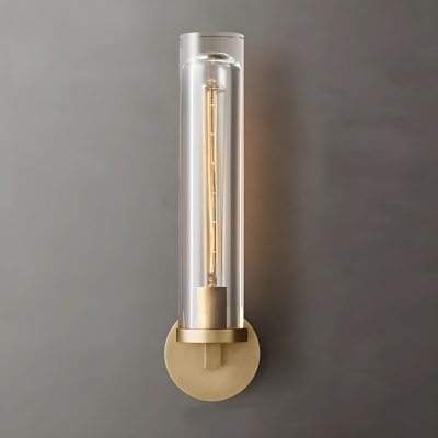 Elegant Clear Crystal Cylinder Wall Sconce, Modern LED/Incandescent/Fluorescent Light