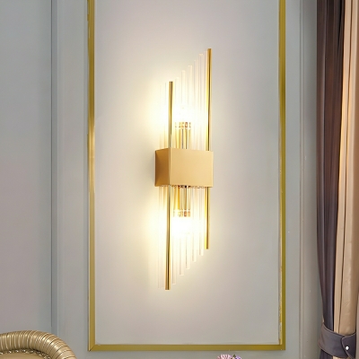 Elegant Modern Metal 2-Light Wall Sconce with Crystal Shades