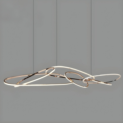 Gold LED Island Light with 6 Linear Silica Gel Shades for Modern Style