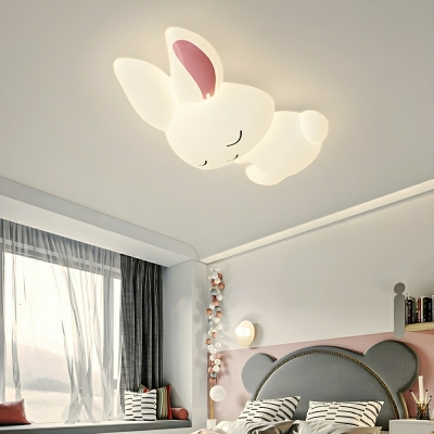 LED Metal Flush Mount Ceiling Light with White Acrylic Shade for Kids Room