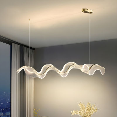 Modern Clear-Color Acrylic Linear Island Light with Adjustable Hanging Length - LED Bulbs Included
