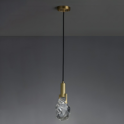 Modern Gold Metal Pendulum with Clear Crystal Shade for Stylish Residential Decor