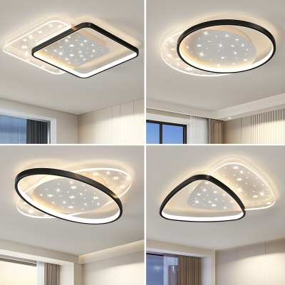 Modern Metal Flush Mount Ceiling Light with Clear Acrylic Shade