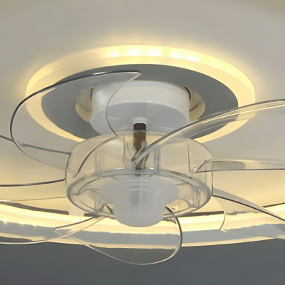 Remote Control Stepless Dimming White Acrylic Ceiling Fan with LED Light and 7 Metal Blades
