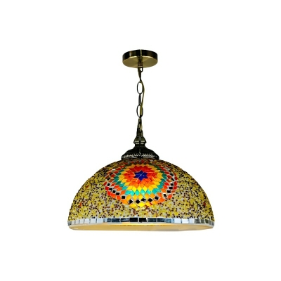 Tiffany Style Stained Glass Pendant Light with Adjustable Hanging Length and Chain Mounting