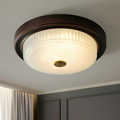 Chic Brown Metal Flush Mount Ceiling Light - Modern Illumination with Clear Glass Shade