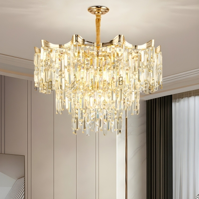 Modern Crystal Chandelier with Adjustable Hanging Length in Gold