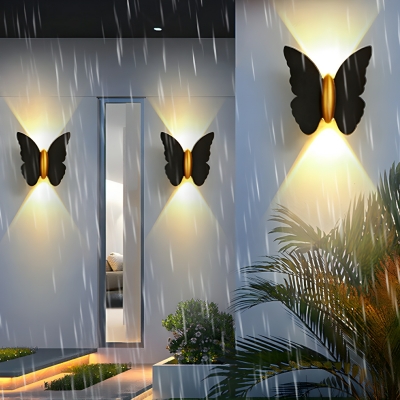 Modern LED Wall Sconce with Warm Light - Hardwired Outdoor 2-Light Aluminum Lamp