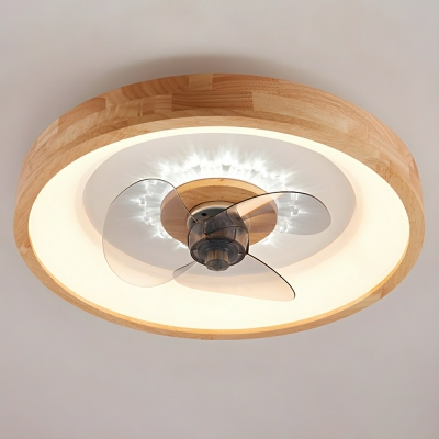 Sleek Grey Wood Ceiling Fan with 3 Color Light and Remote Control