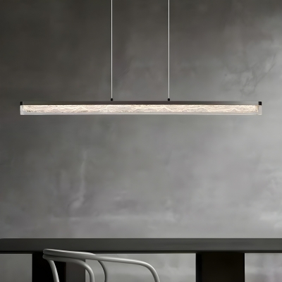 Sleek Modern LED Island Pendant Light with Clear Acrylic Rectangle Shade