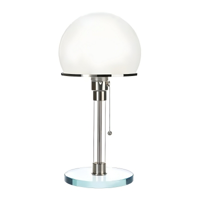 Stainless-Steel Modern Bedside Table Lamp with Ambient Glass Shade