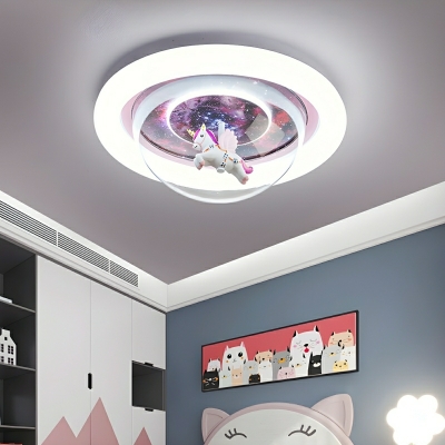 Stylish Metal Flush Mount LED Bulb Ceiling Light for Kids, Third Gear Color Temperature