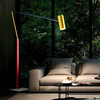 Adjustable Height LED Floor Lamp with Modern Aluminum Barrel Shade - Natural Light Ambiance