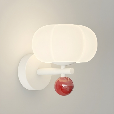 Elegant Cast Iron 1-Light Modern Wall Lamp with White Plastic Shade