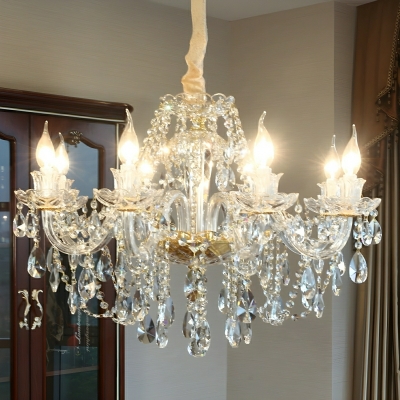 Elegant Crystal Candelabra Chandelier with Adjustable Hanging Length