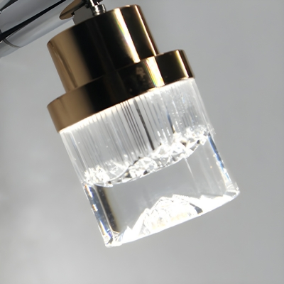 Elegant Crystal Integrated LED Vanity Light in Black Metal Finish, 3-Light