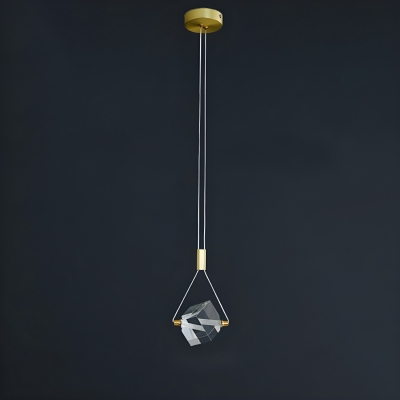 Elegant Gold Pendant with Clear Crystal Shade and Adjustable Hanging Length