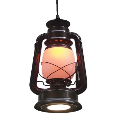 Industrial LED Pendant Light with Clear Glass Shade in White and Round Canopy Mount