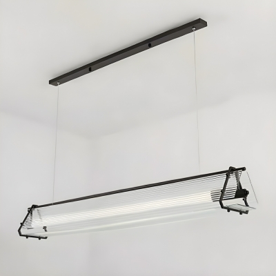Modern Clear Glass Linear Pendant Light with Adjustable Hanging Length