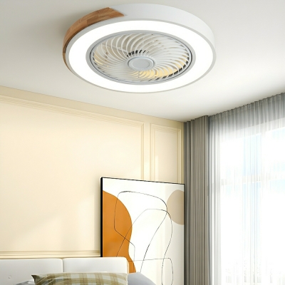 Modern Flushmount Ceiling Fan with Stepless Dimming Remote Control and ABS Plastic Blades