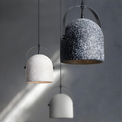 Modern Metal Pendant Light with Concrete Shade - Adjustable Hanging Length - LED Illuminate