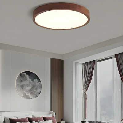 Modern Wood LED Flush Mount Ceiling Light with Acrylic Shade for 1 Light Source in Residential Use