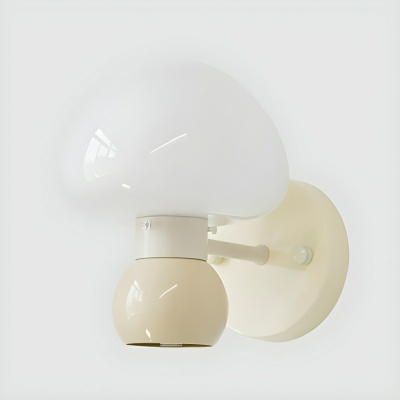 Cast Iron Globe 1-Light Wall Sconce with White Glass Shade in Warm Light