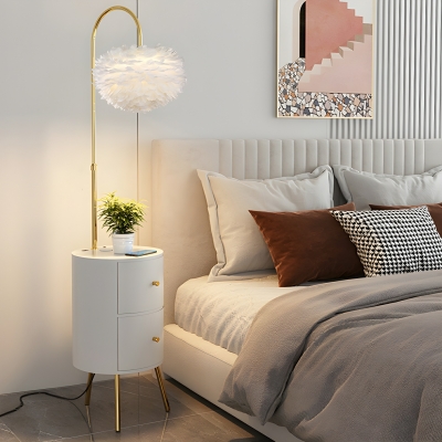 Elegant Feather Globe Floor Lamp - Adjustable Height Floor Lamp