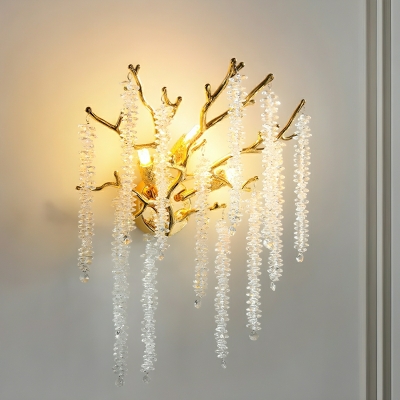 Elegant Gold Bi-pin Wall Sconce with Clear Crystal for Modern Home Decor