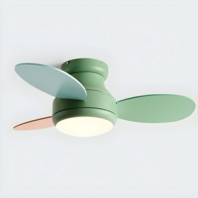 Kids Flush Mount Ceiling Fan with 3 Blades, Dimmable LED Light, and Remote Control