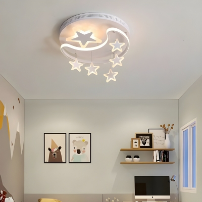 Modern 7-Light Semi-Flush Mount Ceiling Light - White Acrylic Shade for Residential Use