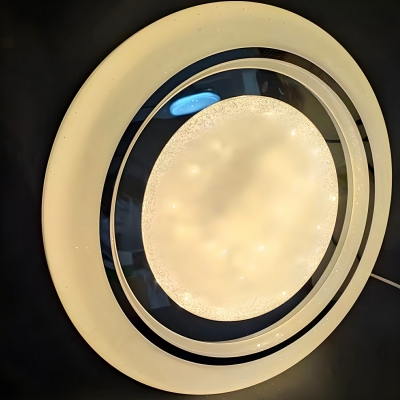 Modern Black Circle Flush Mount Ceiling Light with White Acrylic Shade and LED Bulb