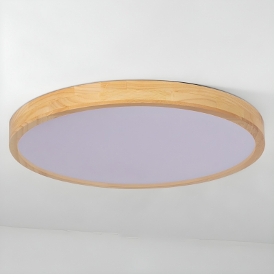 Modern LED Wood Flush Mount Ceiling Light with Acrylic Shade for Residential Use