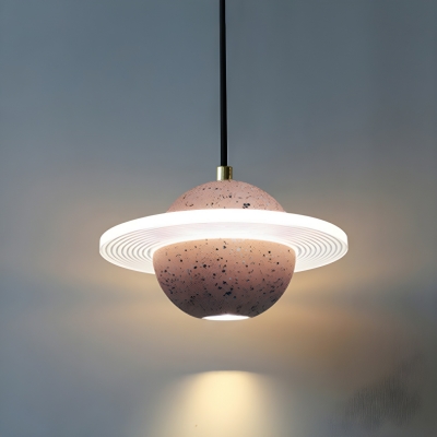 Modern Stone Pendant Light with 2 LED Bulbs and Acrylic Shade for Stylish Home Decor