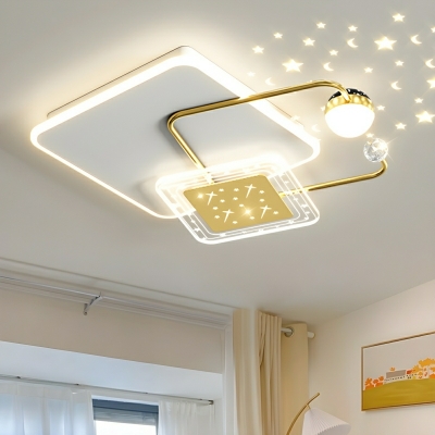 Modern White LED Flush Mount Ceiling Light with Clear Acrylic Shade
