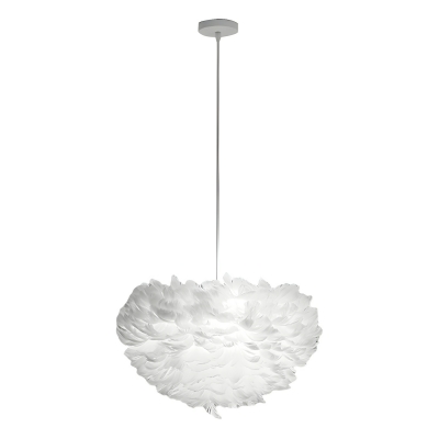 Silver Feather Globe Chandelier - Modern LED Lighting with Ambient Glow for Contemporary Homes