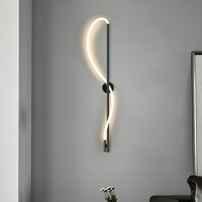 Black Metal Modern Hardwired Wall Lamp with Clear Shade and LED Bulbs